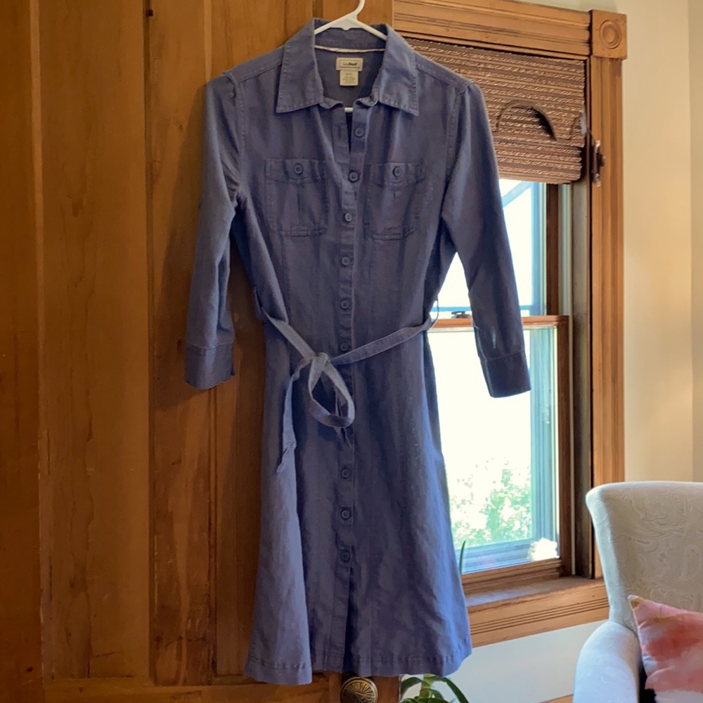 Blue linen LLBean dress
